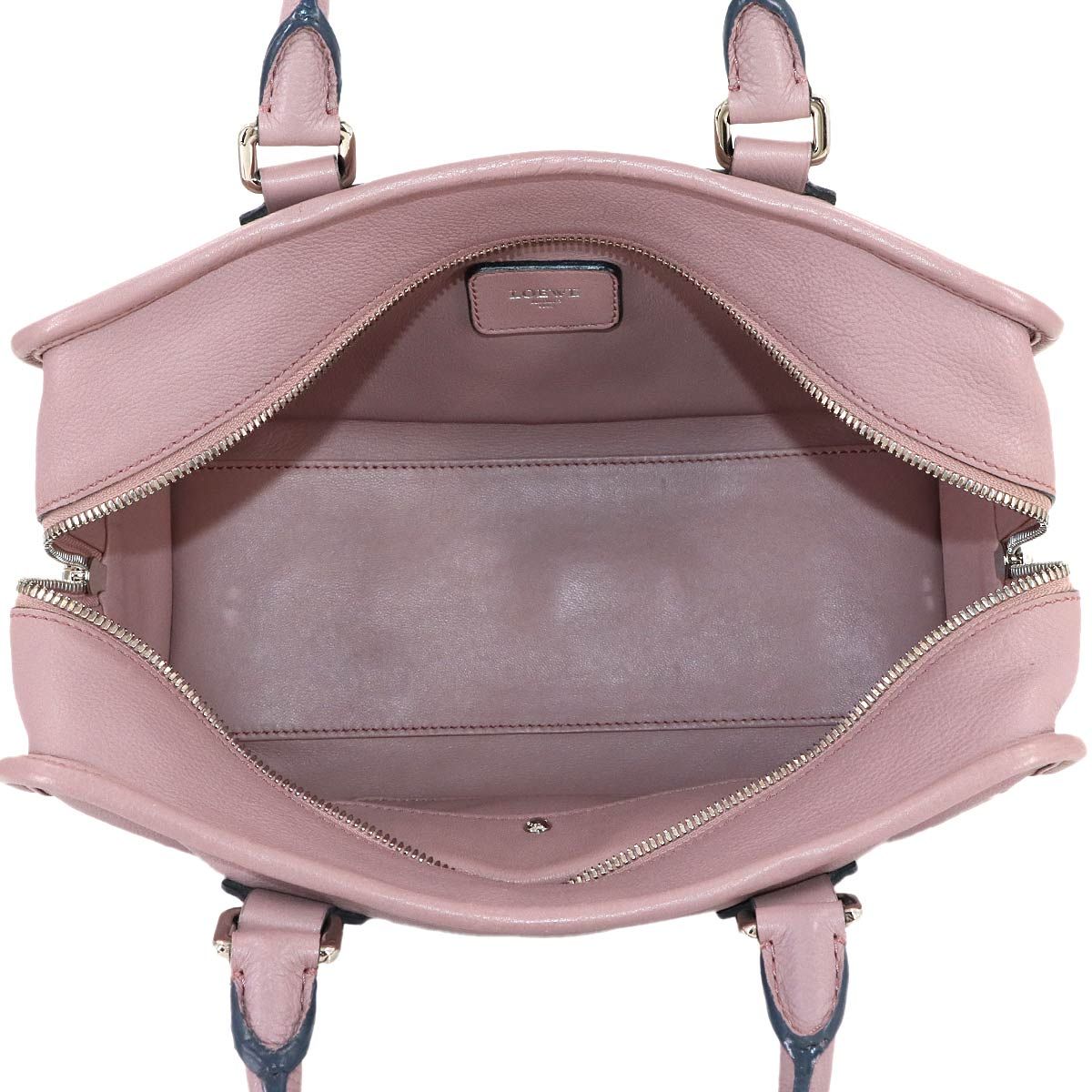 ロエベ LOEWE アマソナ 28 ハンド バッグ レザー ピンク シルバー 金具