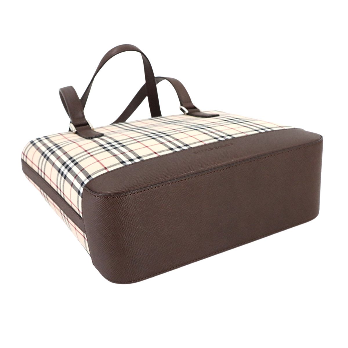 ≪未使用級≫ バーバリー ハンドバッグ ノバチェック レザー ブラウン 希少】バーバリー ハンドバッグ ボックス スクエア ノバチェック