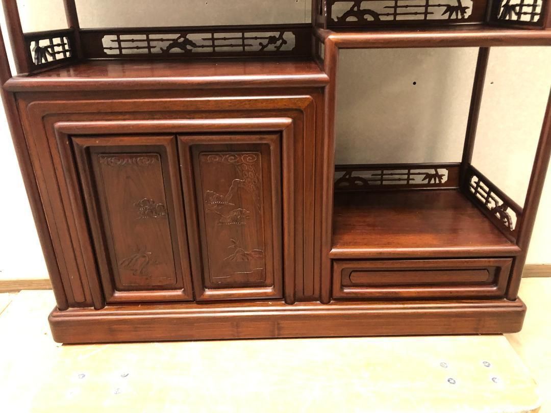 お盆限定価格！！　アンティーク　茶箪笥　紫檀　茶棚　飾り棚 黒檀 高級 和家具 茶棚 茶箪笥 飾り棚 違い棚 花梨 紫檀 唐木 - メルカリ
