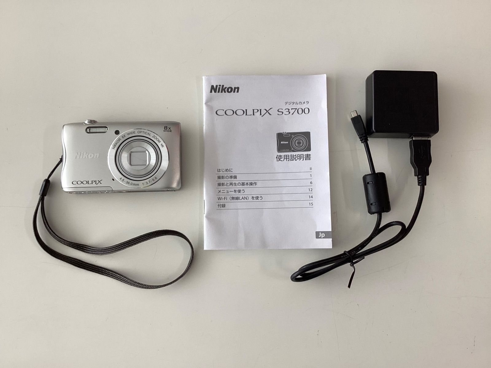 動作確認済】Nikon COOLPIX S3700 シルバー メモリーカード付 美品