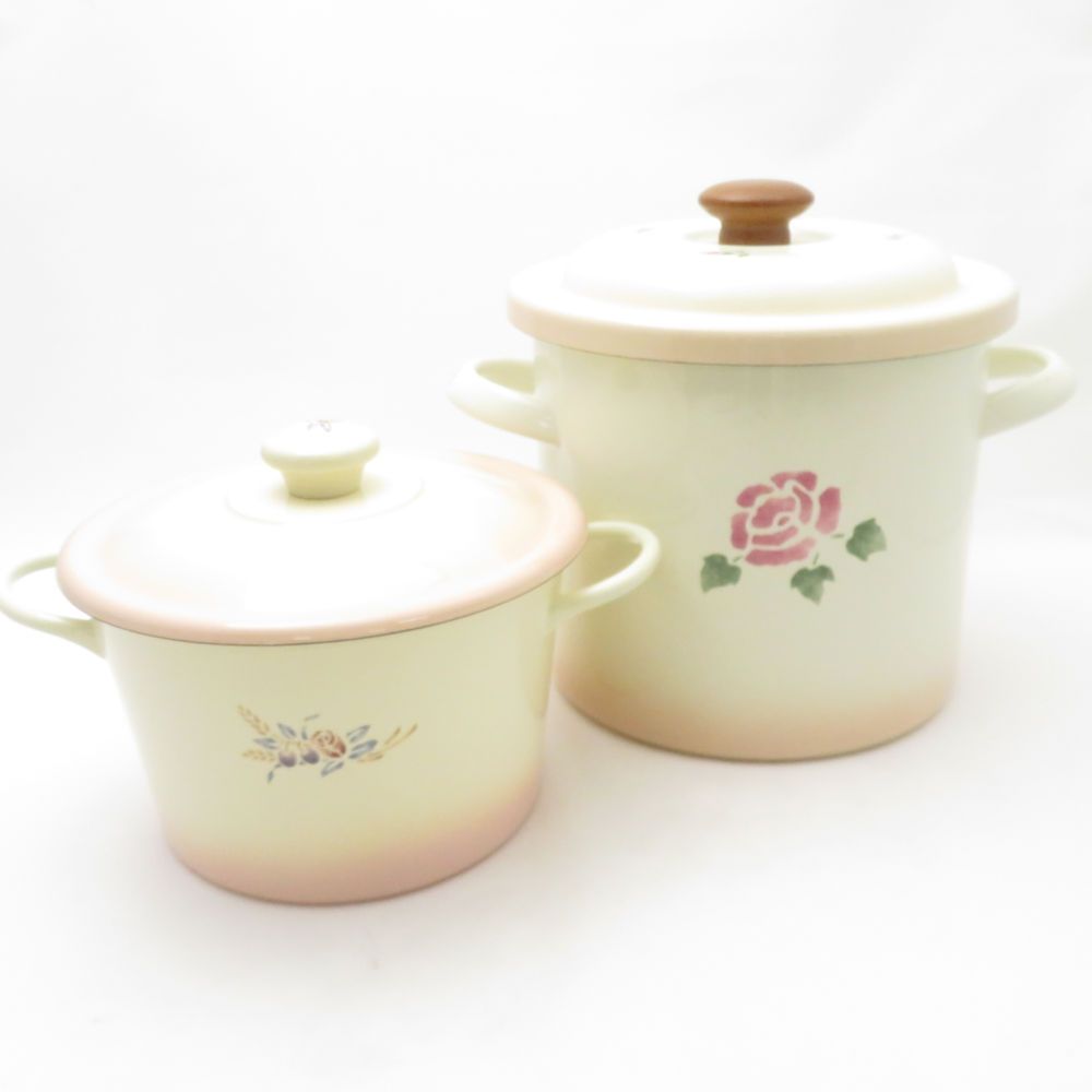 Many マニー ローズ|ローズアンポショワール ストッカー 両手鍋 2点 セット キャニスター 保存容器