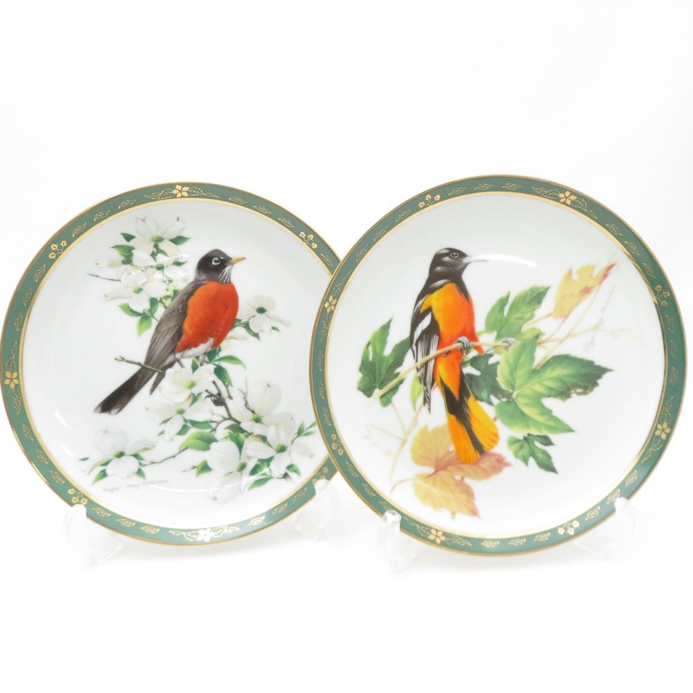 野鳥絵皿　フランス　リモージュ　フランクリンポーセリン　12枚 Limoges リモージュ ヴィンテージ 野鳥 絵皿 3枚セット - メルカリ