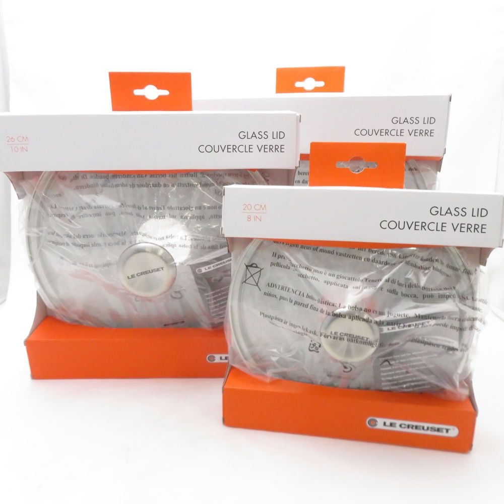 Le Creuset ルクルーゼ 3 S ガラスフタ ふた 3点 強化ガラス製 セット 20|26|28 cm 蓋 リッド 調理器具