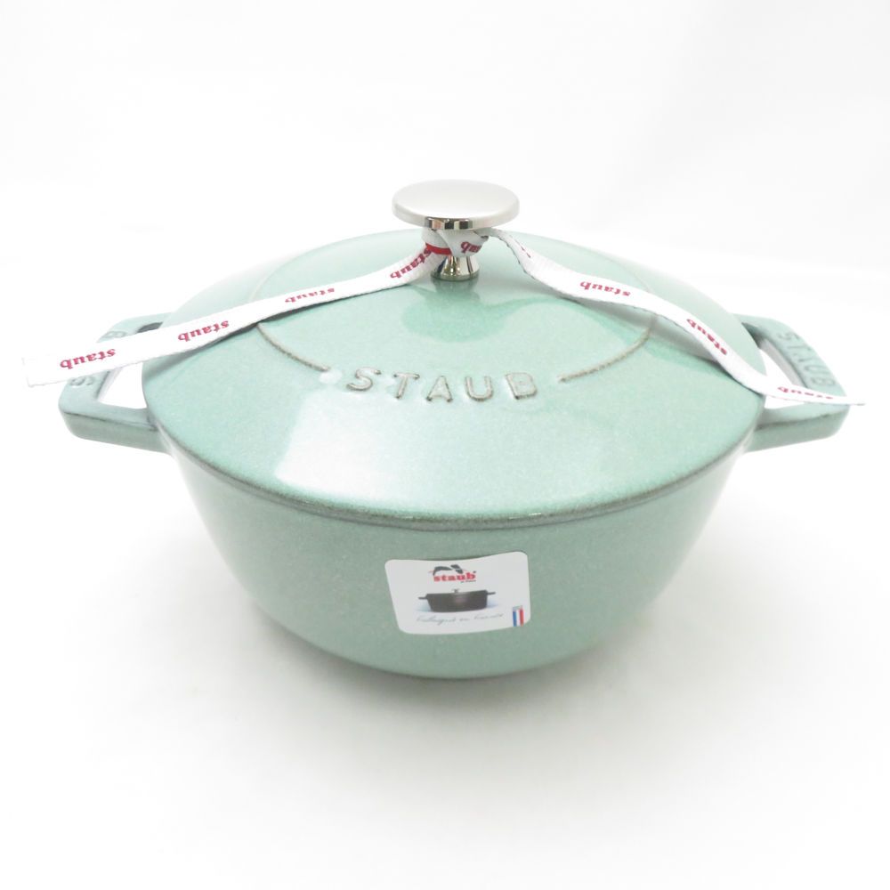 STAUB ストウブ Wa-NABE M 両手鍋 鋳物ホーロー 18 cmセージ緑 炊飯 料理 キッチン 調理器具