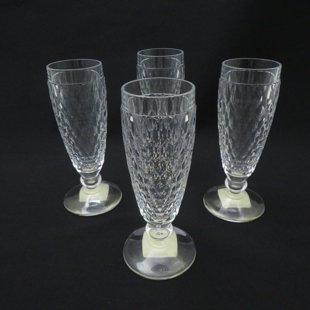 ♥ Villeroy-Boch ビレロイ＆ボッホ ボストン シャンパングラス 4客 セット フルート シャンパーニュ クリア