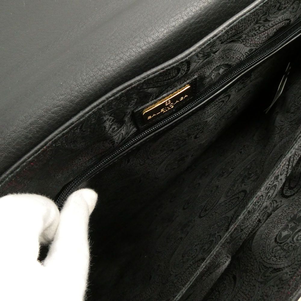 バレンシアガ ブリーフケース ペイズリー柄 レザー ロゴ型押し 黒