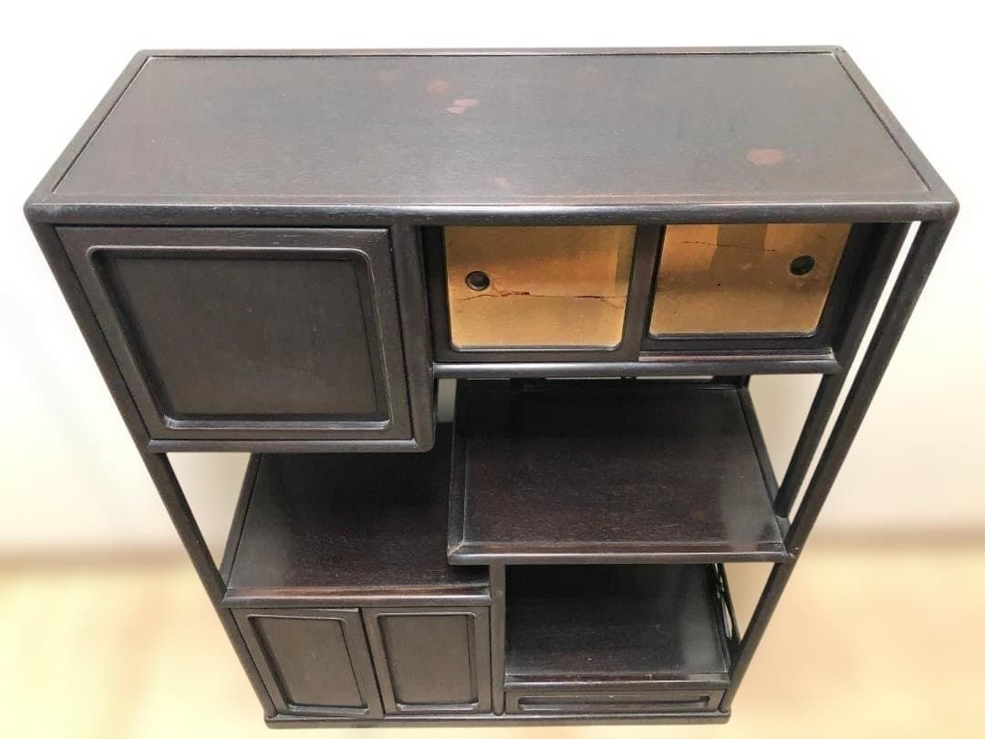 箪笥 飾り棚 違い棚 茶道具透かし彫り 和箪笥 アンティーク ビンテージ