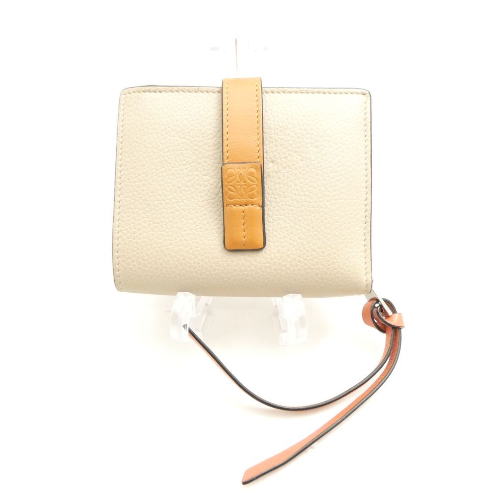 【美品】ロエベ　コンパクトジップウォレット　ライトオーツ　アナグラム　二つ折り LOEWE】ロエベ コンパクト ジップ ウォレット 人気 ミニ財布 (LOEWE