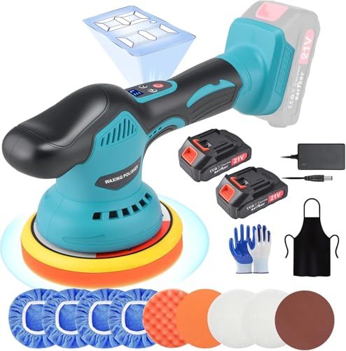 迅速に発送 改良強化版 電動ポリッシャー コードレス ポリッシャー ダブルアクション 充電式 21 V 580 W 8段変速 6000回転|分 大容量バッテリ一4000 mAh LEDディスプレイ 150 mm 手持ち 小型 強力 偏心構造 ワッ 058 b 3 dcb