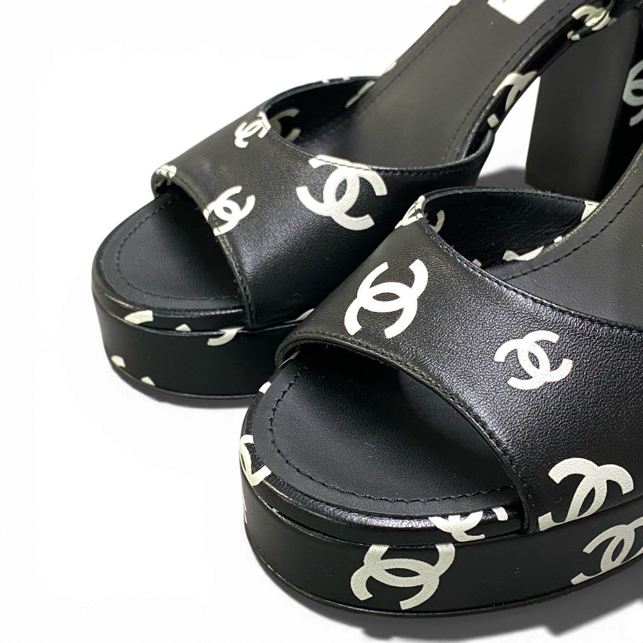 2a23 《美品》 CHANEL シャネル ココプリント プラットフォーム
