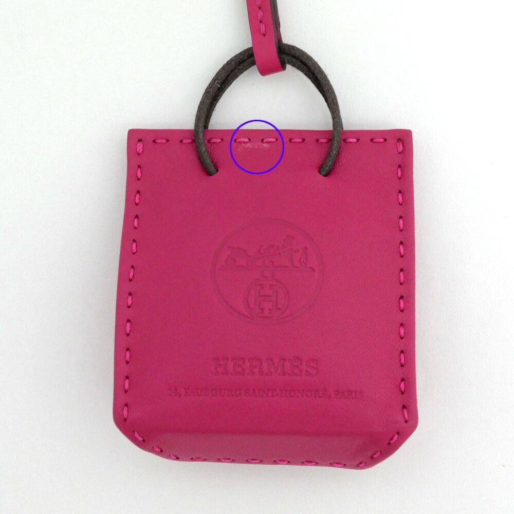 名東】エルメス サックオランジュ ショッパー バッグチャーム ローズ Y
