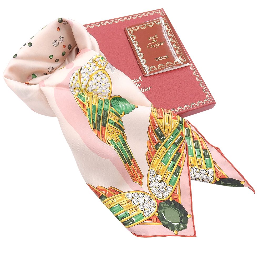 美品 カルティエ CARTIER スカーフ パンサー 超美品 カルティエ CARTIER ヴィンテージ フランス製 シルクスカーフ