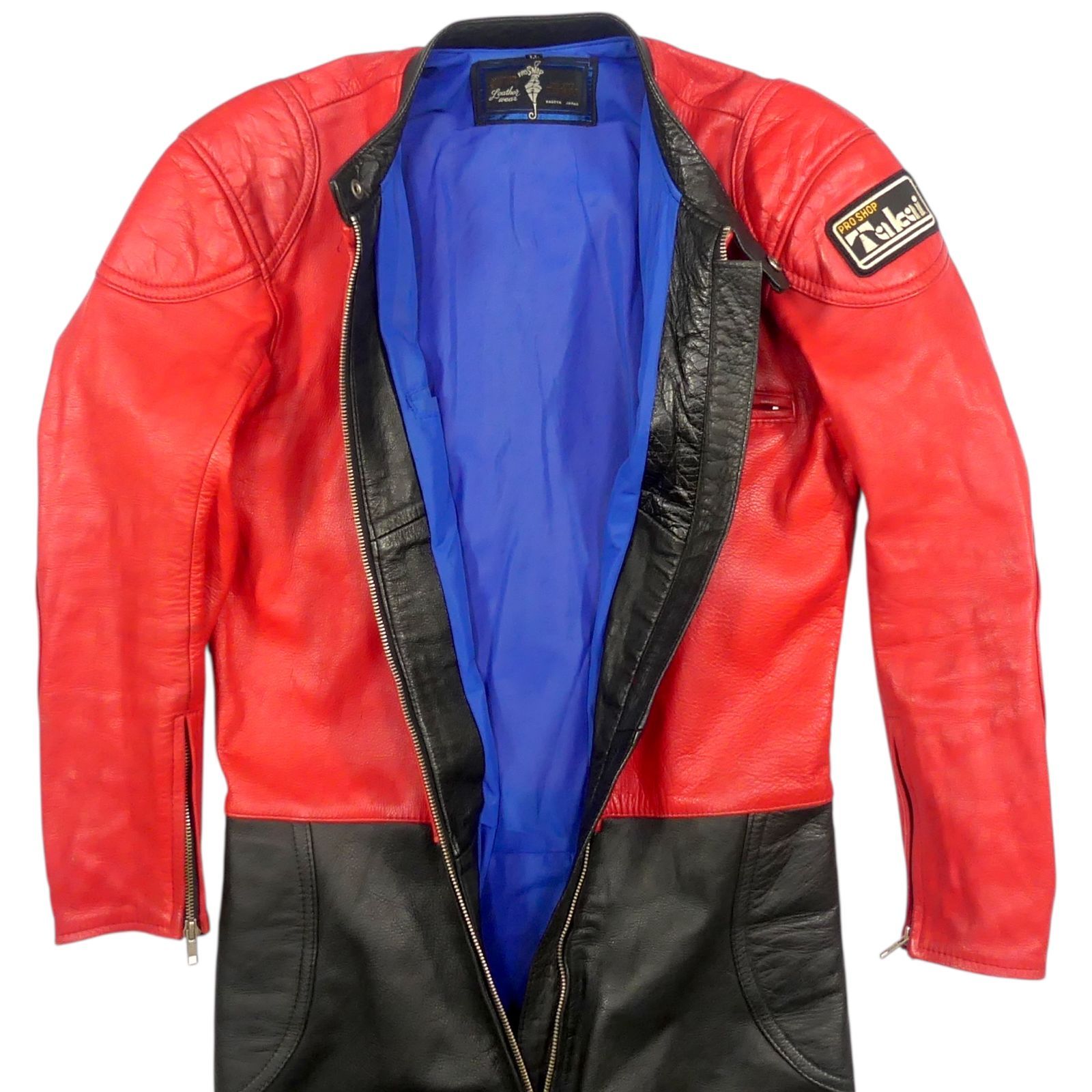 Takai タカイ レザーレーシングスーツ 本革 ツナギ バイクウエア 赤 黒