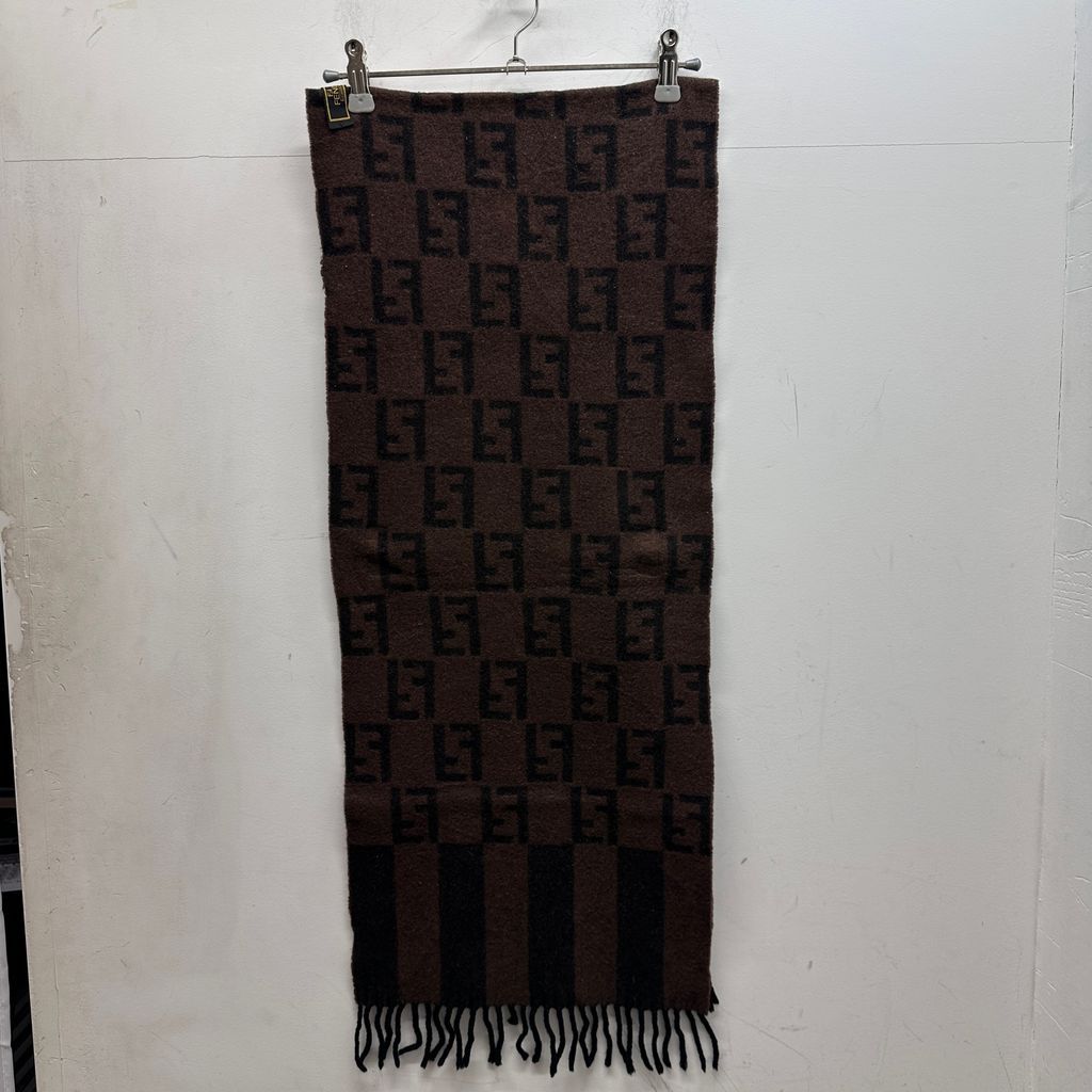 FENDI フェンディ ズッカ柄マフラー スカーフ ブラウン【中目黒B01