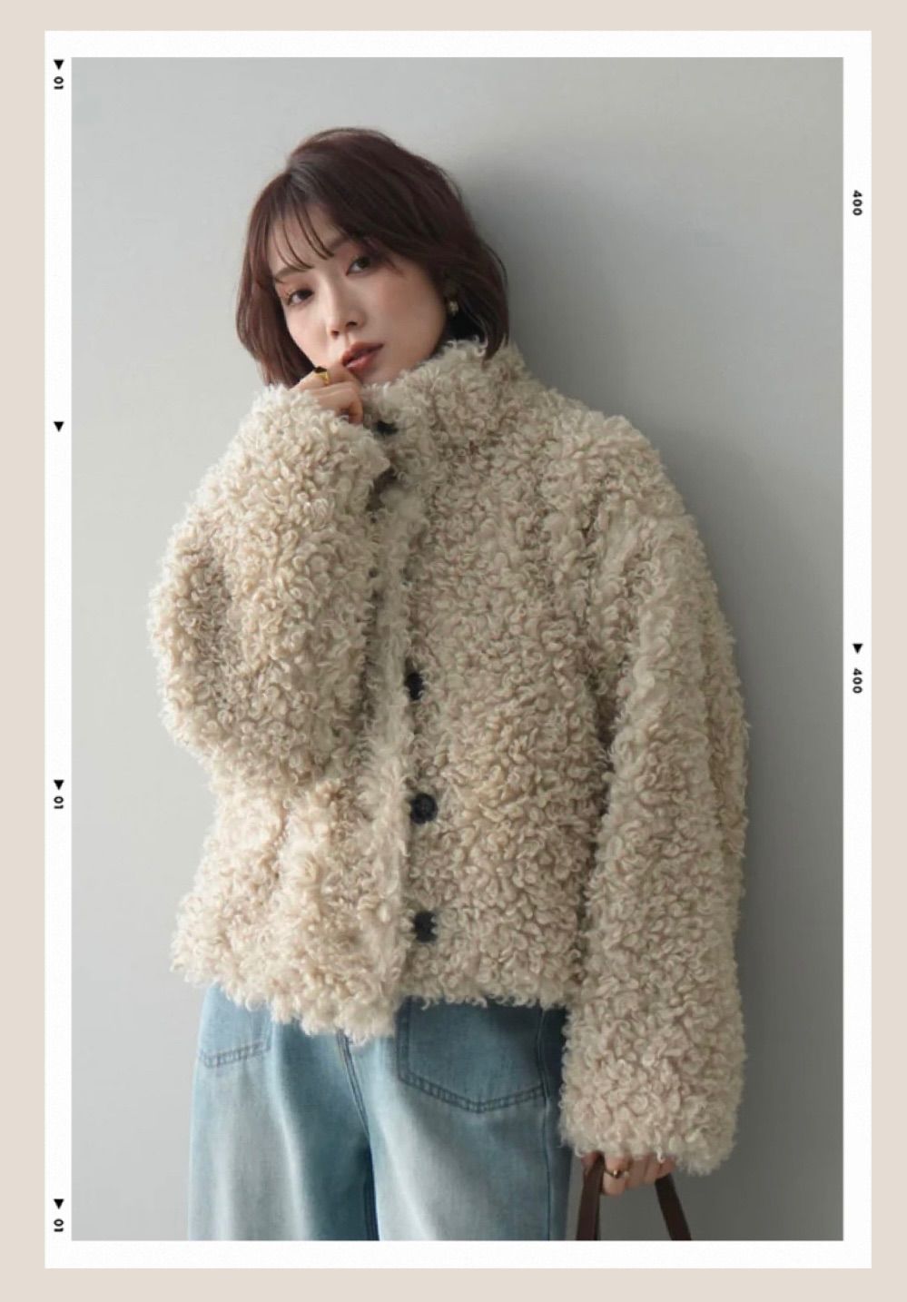 プードルファーミドルスタンドブルゾン アイボリー lumier リュミエ