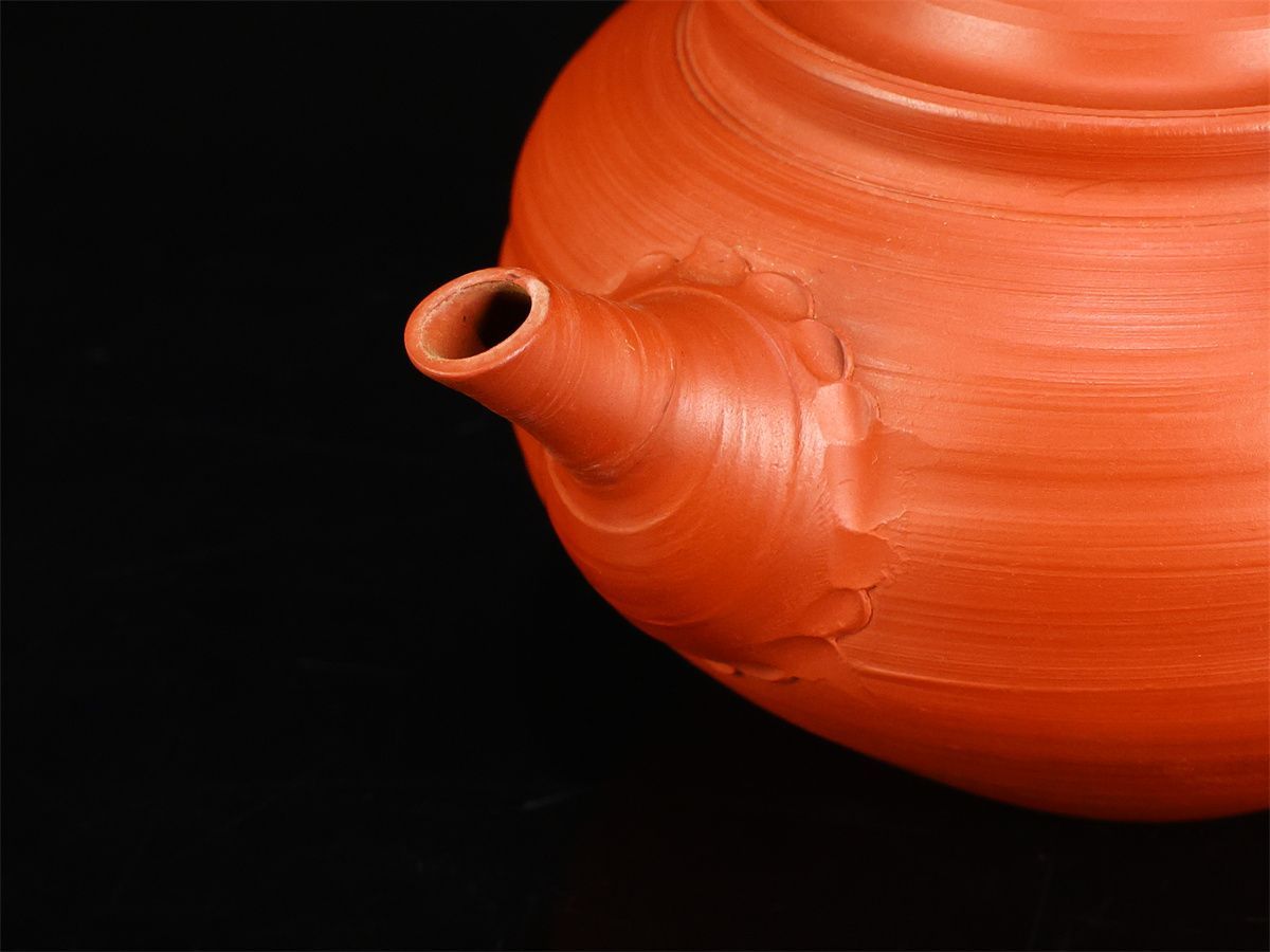 人間国宝 三代 【山田常山】 常滑焼 朱泥 茶注 急須／共箱付 本物保証