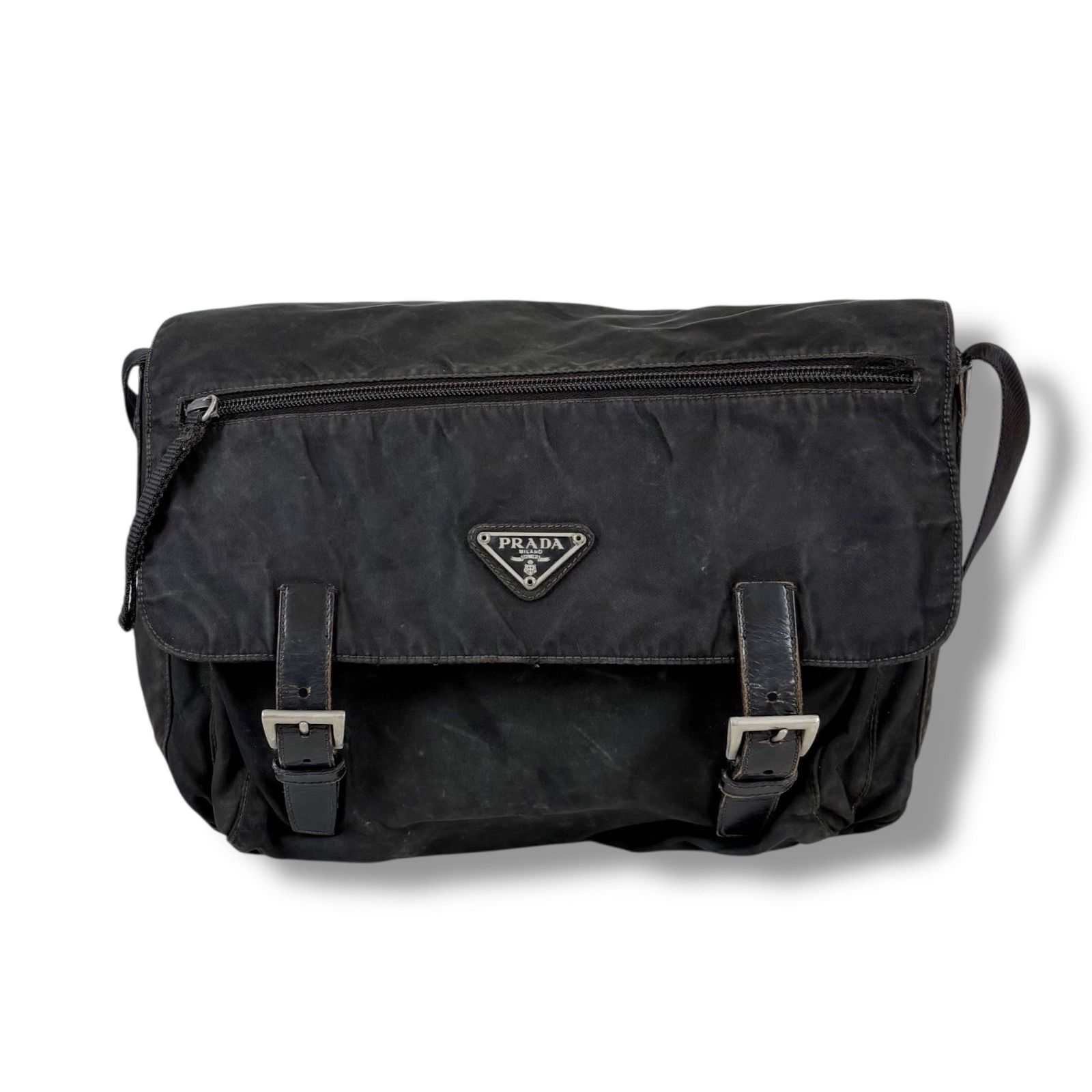 プラダ PRADA トライアングルロゴ ショルダーバッグ ブラック 黒 