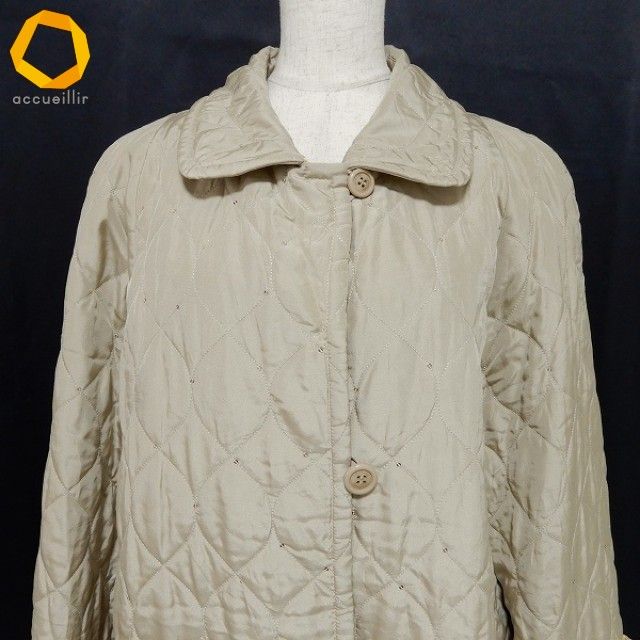 wnc レオナール LEONARD コート 13R ベージュ系 フォックスファー付き