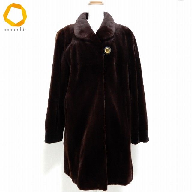 wnc サガミンク SAGAMINK 毛皮コート F こげ茶 シェアードミンク