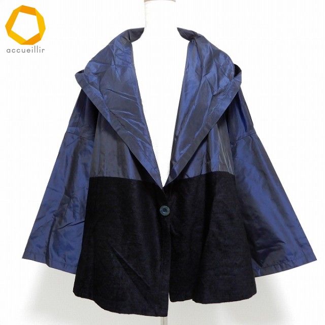 anc エイココンドウ EIKO KONDO ジャケット 光沢 薄手 紺系 黒 切替