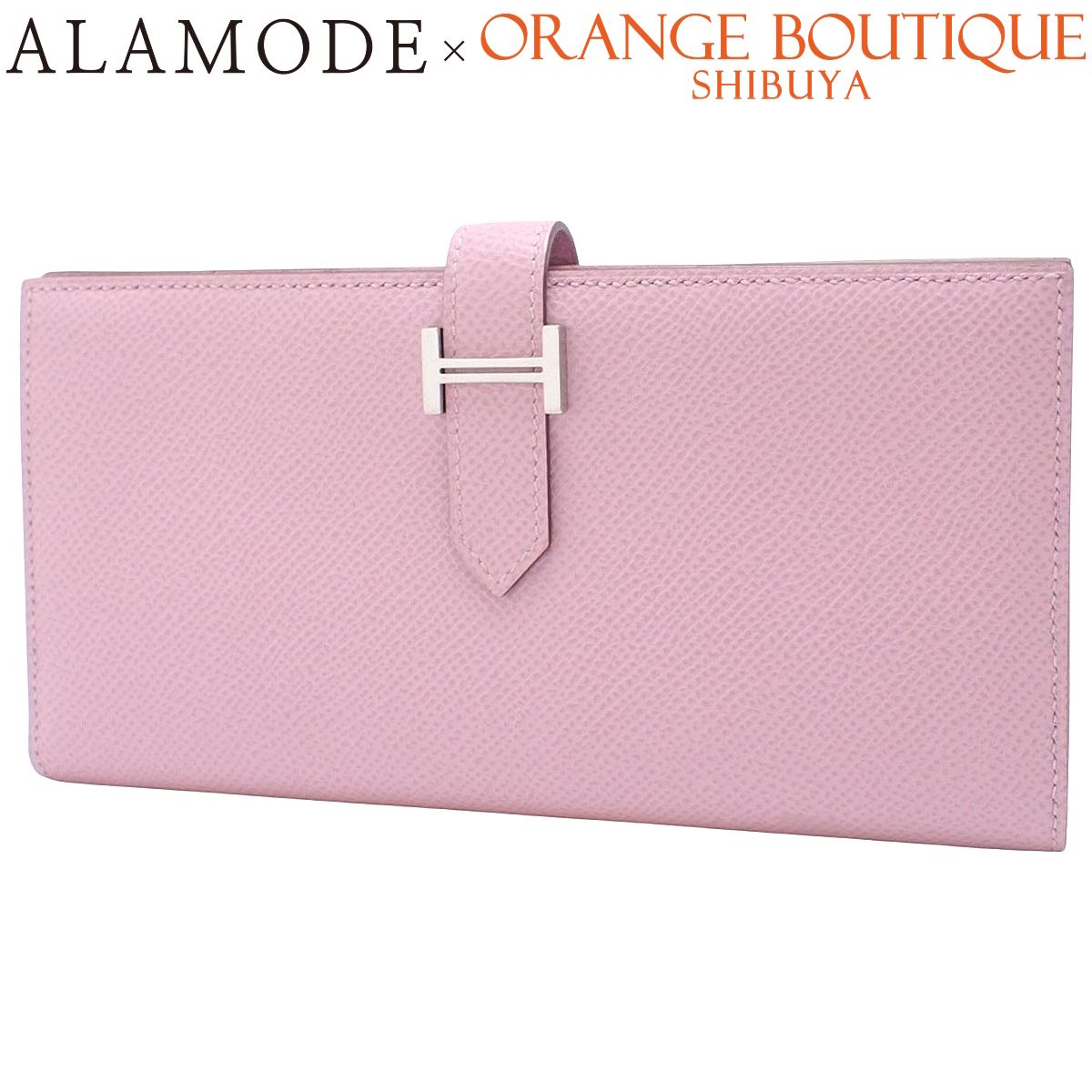 HERMES べアンスフレ　ヴォーエプソン　ゴールド金具ピンク 長財布 二つ折り エルメス HERMES 二つ折り長財布 ベアンスフレ ピンク 小物 ヴォー