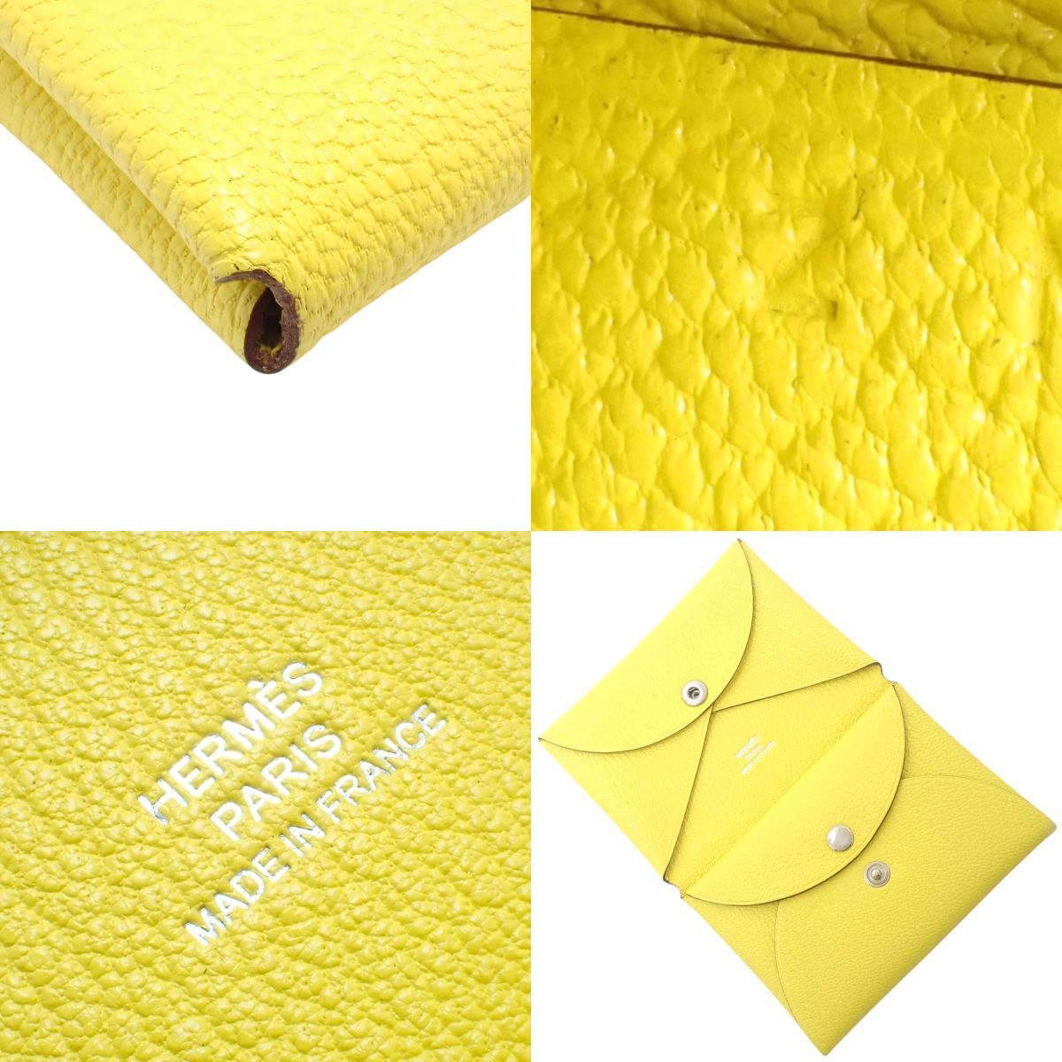 HERMES(エルメス) カルヴィ デュオ ライム イエロー黄 シェーブル