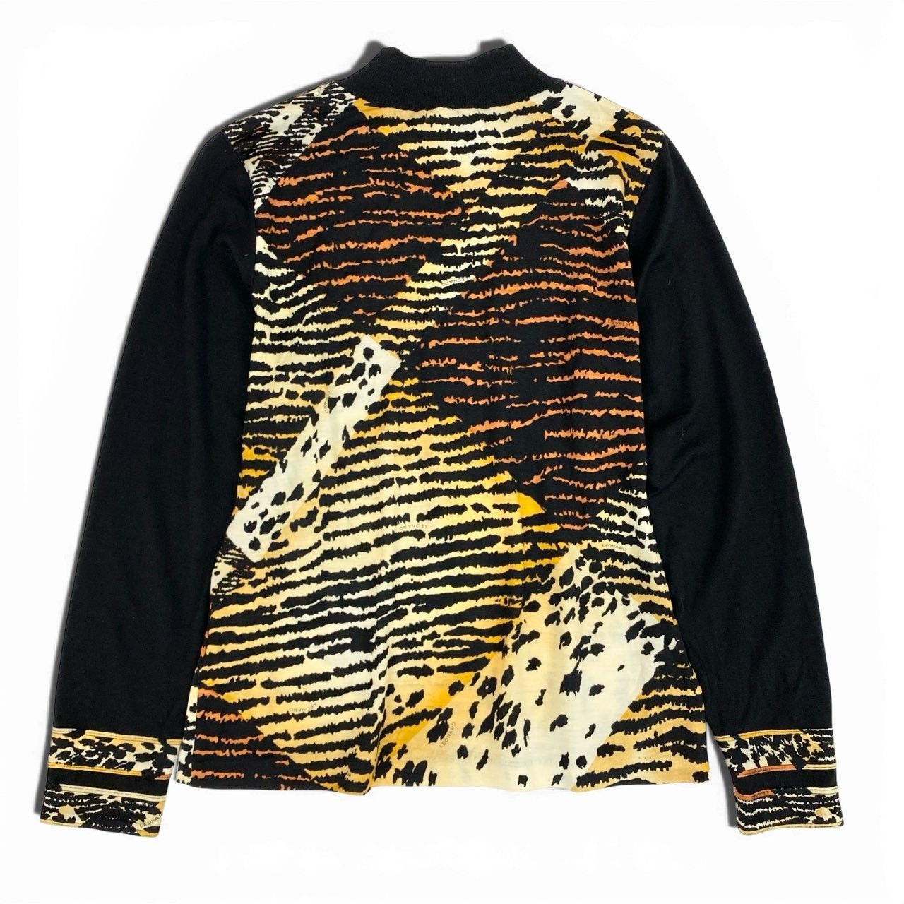 極美品✨LEONARD スポーツ ウール　ロゴ×アニマル　ハイネックニット 42 81a23 LEONARD SPORT レオナール ロングスリーブ ニットセーター 総柄