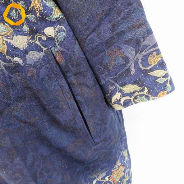 【美品】坂東京子 藍染 和柄 フリーサイズ ジャケット バンドウキョウコ 坂東京子 シルク 藍染 和柄 ジャケット コート