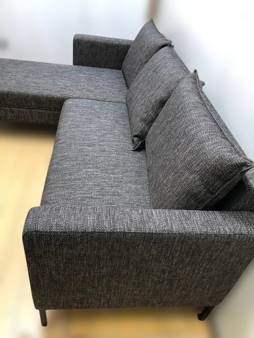 ADAL アダル L字カウチソファ 左カウチ グレー ファブリック 業務用