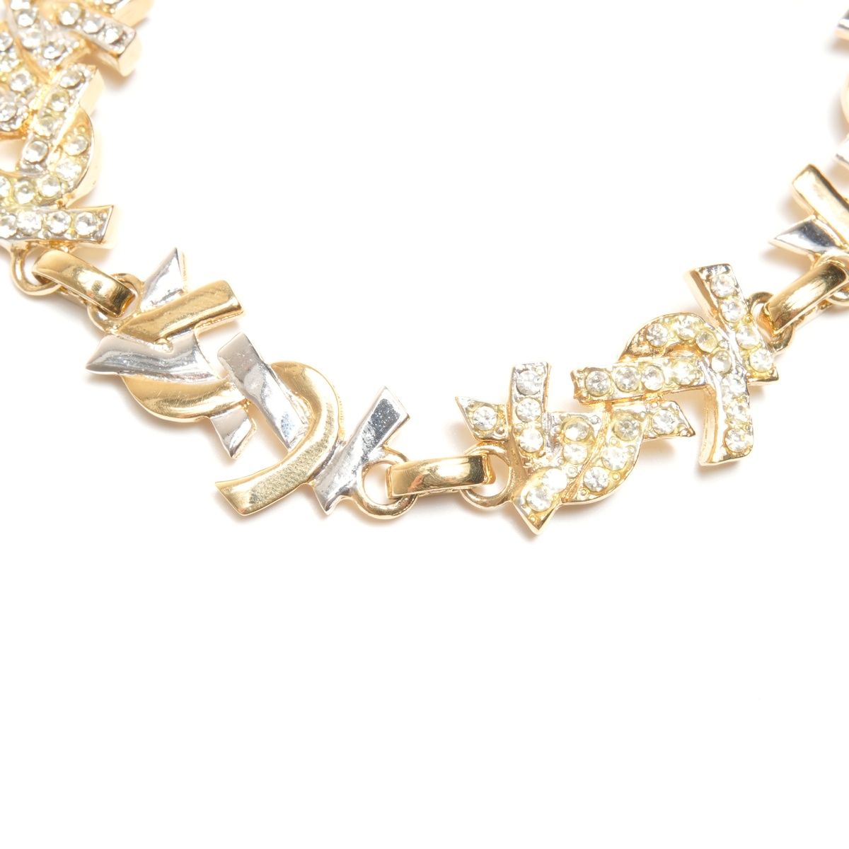 希少/美品✨ イヴサンローラン ブレスレット ラインストーン YSL ロゴ YVES SAINT LAURENT イヴ・サンローラン ブレスレット ラインストーン