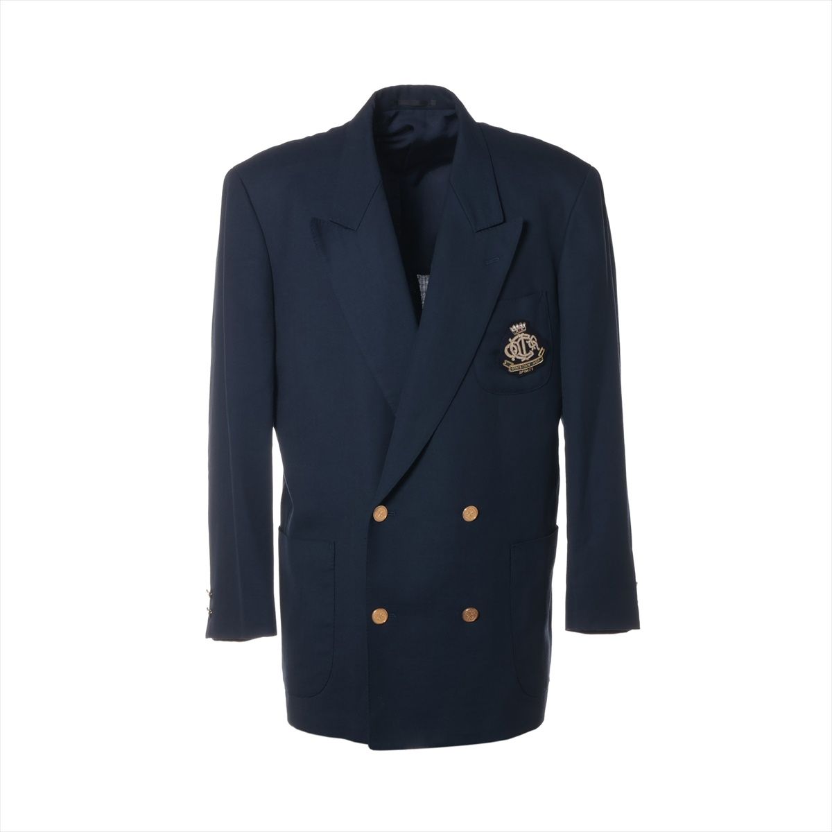 クリスチャンディオール 紺 ブレザー ジャケット 旧ロゴ ワッペン Christian Dior クリスチャンディオール ジャケット スポーツ L ウール