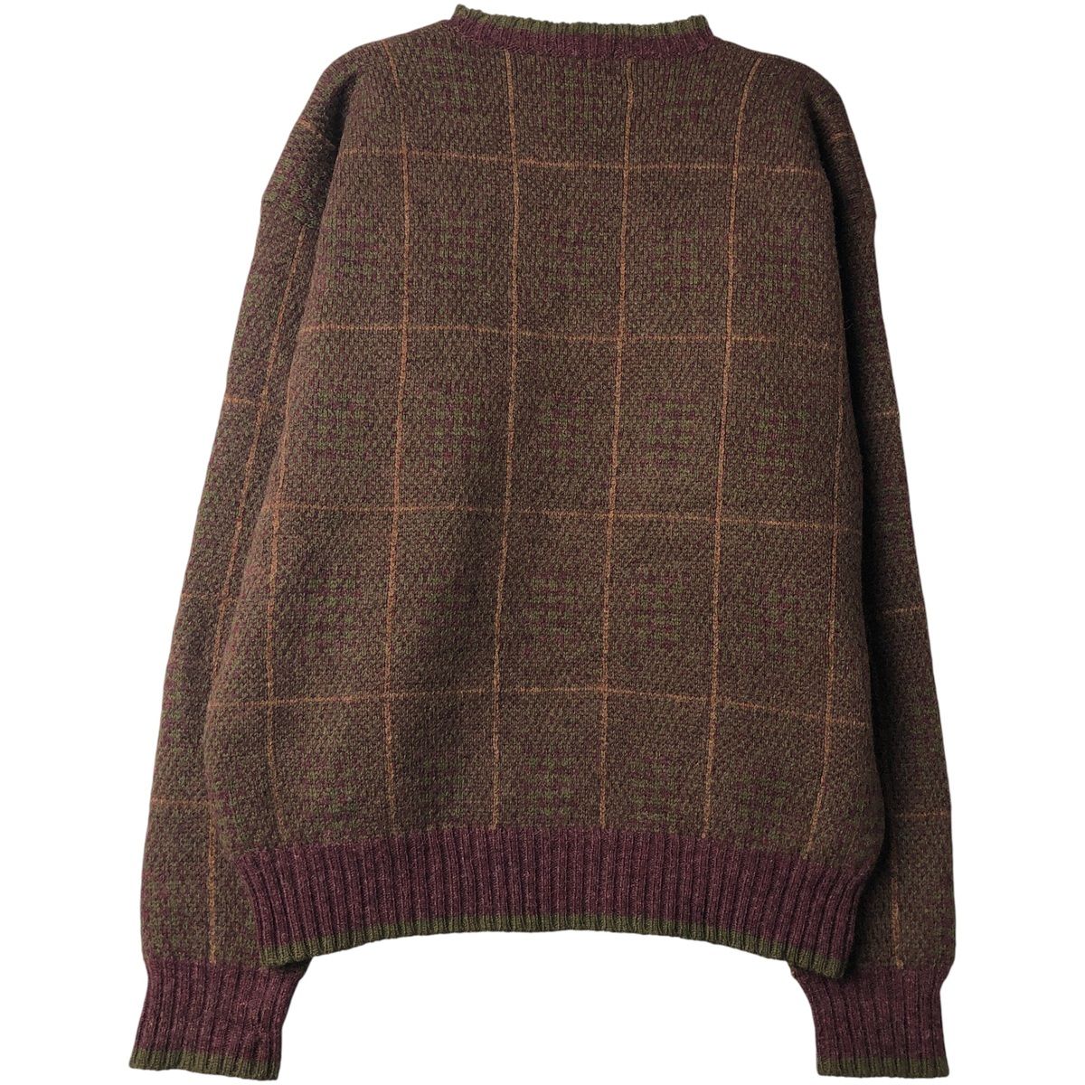 古着 90年代 ジョスエーバンク JOS.A.BANK チェック柄 ウールニット