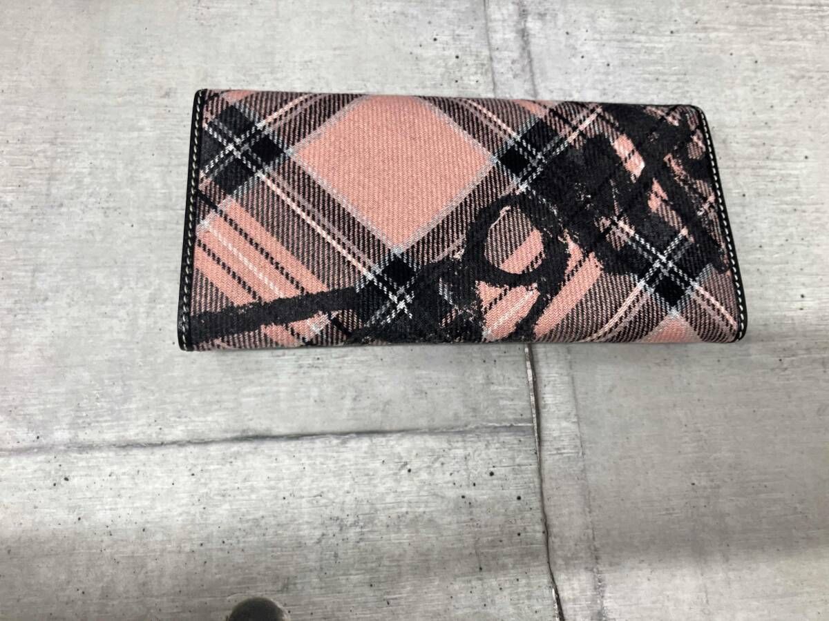 VIVIENNE WESTWOOD/長財布/ﾁｪｯｸ柄 ﾋﾟﾝｸ 内側本革 - メルカリ