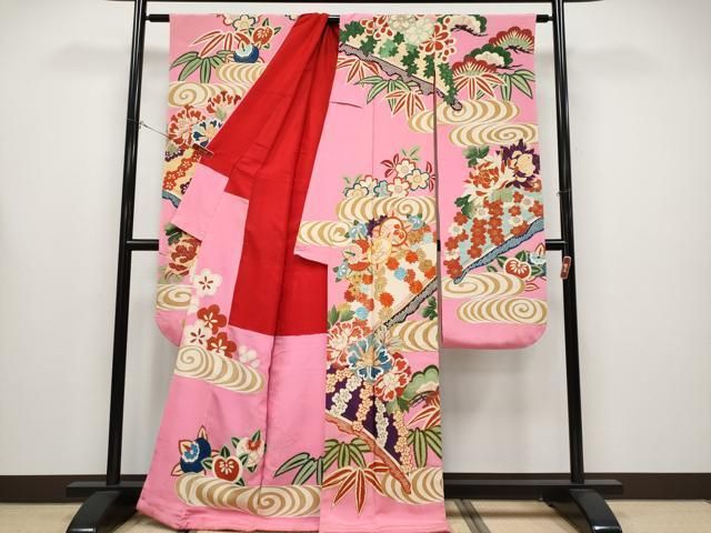 平和屋本店○極上 アンティーク 大正ロマン 振袖 駒刺繍 花笠 金彩
