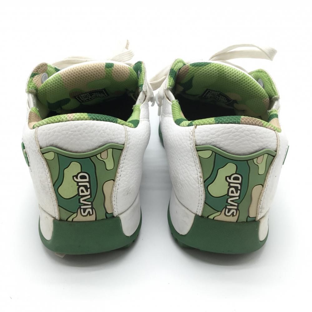 美品】グラビス ゴルフシューズ 白×グリーン 15903 一部カモフラ柄