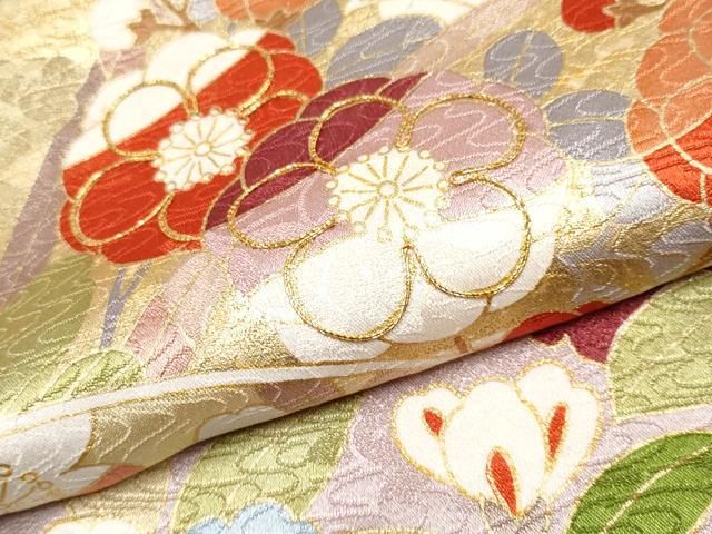 子供着物 七五三 十三詣り 花草模様 流水 暈し 金駒刺繍 金彩 CK-7386 子供着物 七五三 十三詣り 花草模様 流水 暈し 金駒刺繍 金彩 CK-