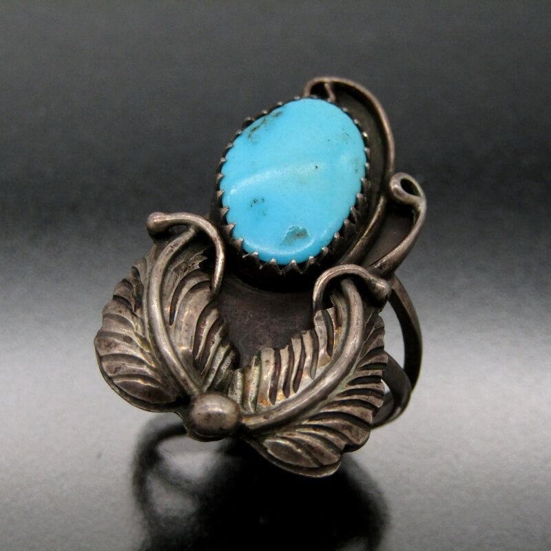 Navajo LL刻印 ナバホ族 リング ターコイズ リーフ メンズ レディース