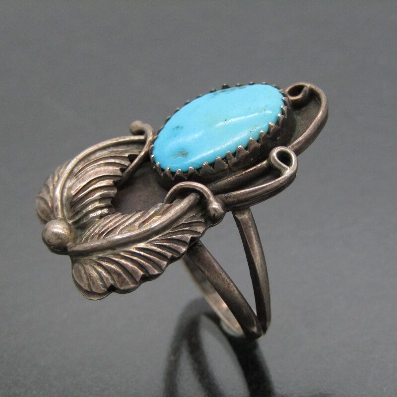 Navajo LL刻印 ナバホ族 リング ターコイズ リーフ メンズ レディース