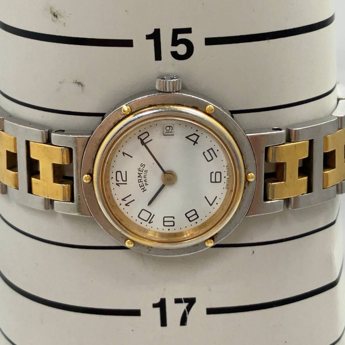 ジャンク 【ジャンク 不動】 HERMES エルメス クリッパー アイボリー