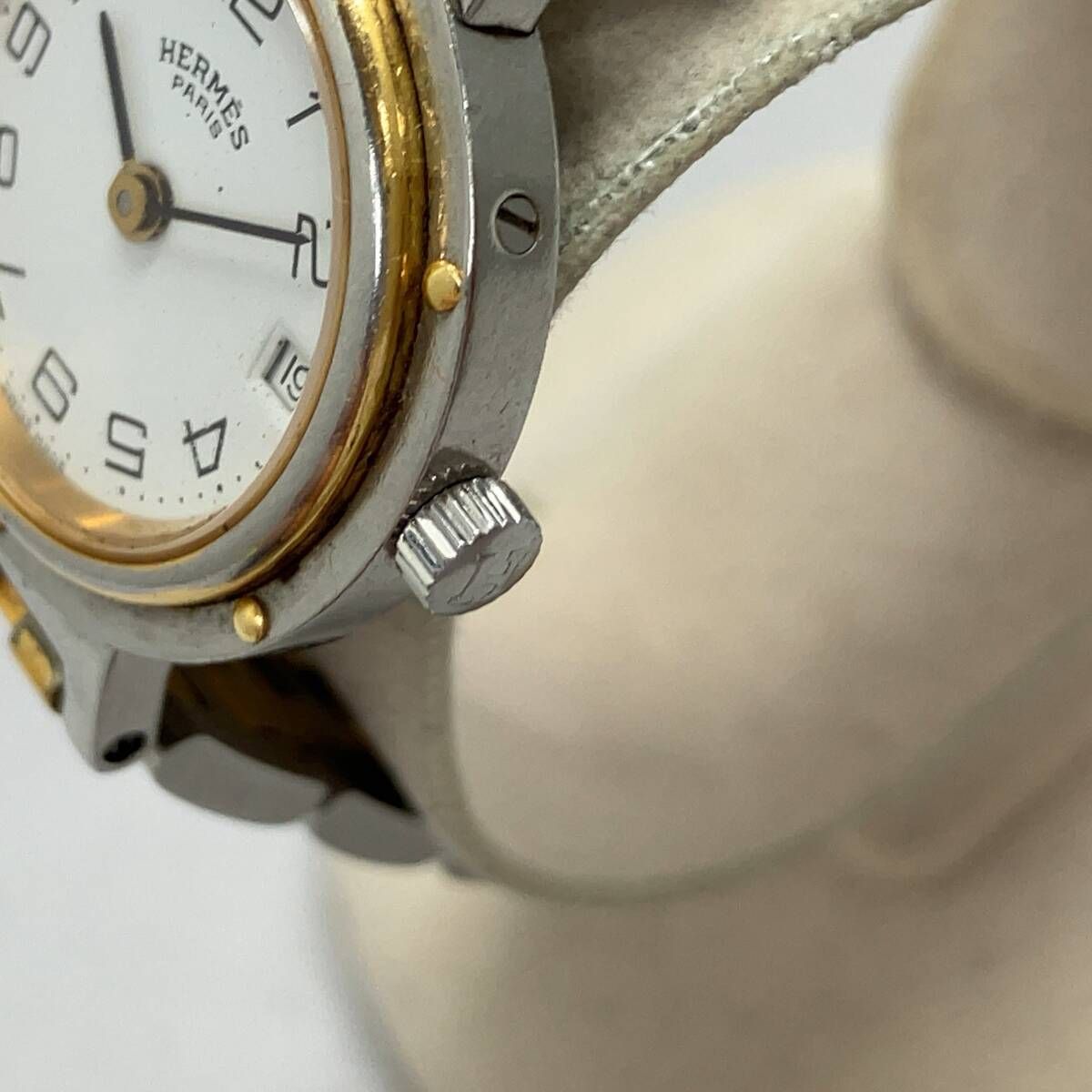 ジャンク 【ジャンク 不動】 HERMES エルメス クリッパー アイボリー