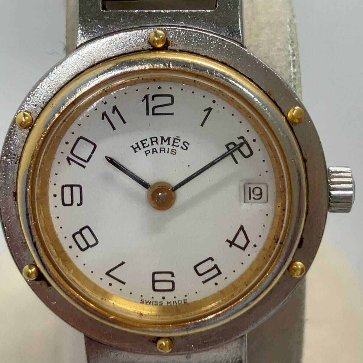 ジャンク 【ジャンク 不動】 HERMES エルメス クリッパー アイボリー