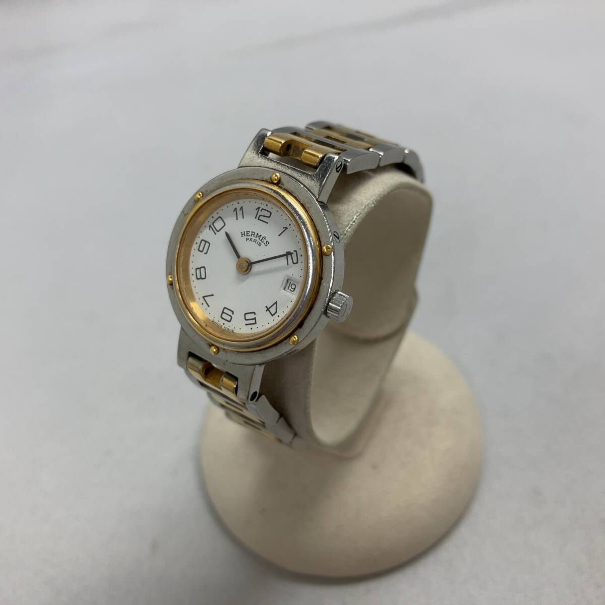 ジャンク 【ジャンク 不動】 HERMES エルメス クリッパー アイボリー