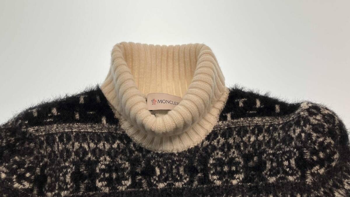 ☆ MONCLER モンクレール ニットワンピース 10A ブラック×ホワイト 冬 