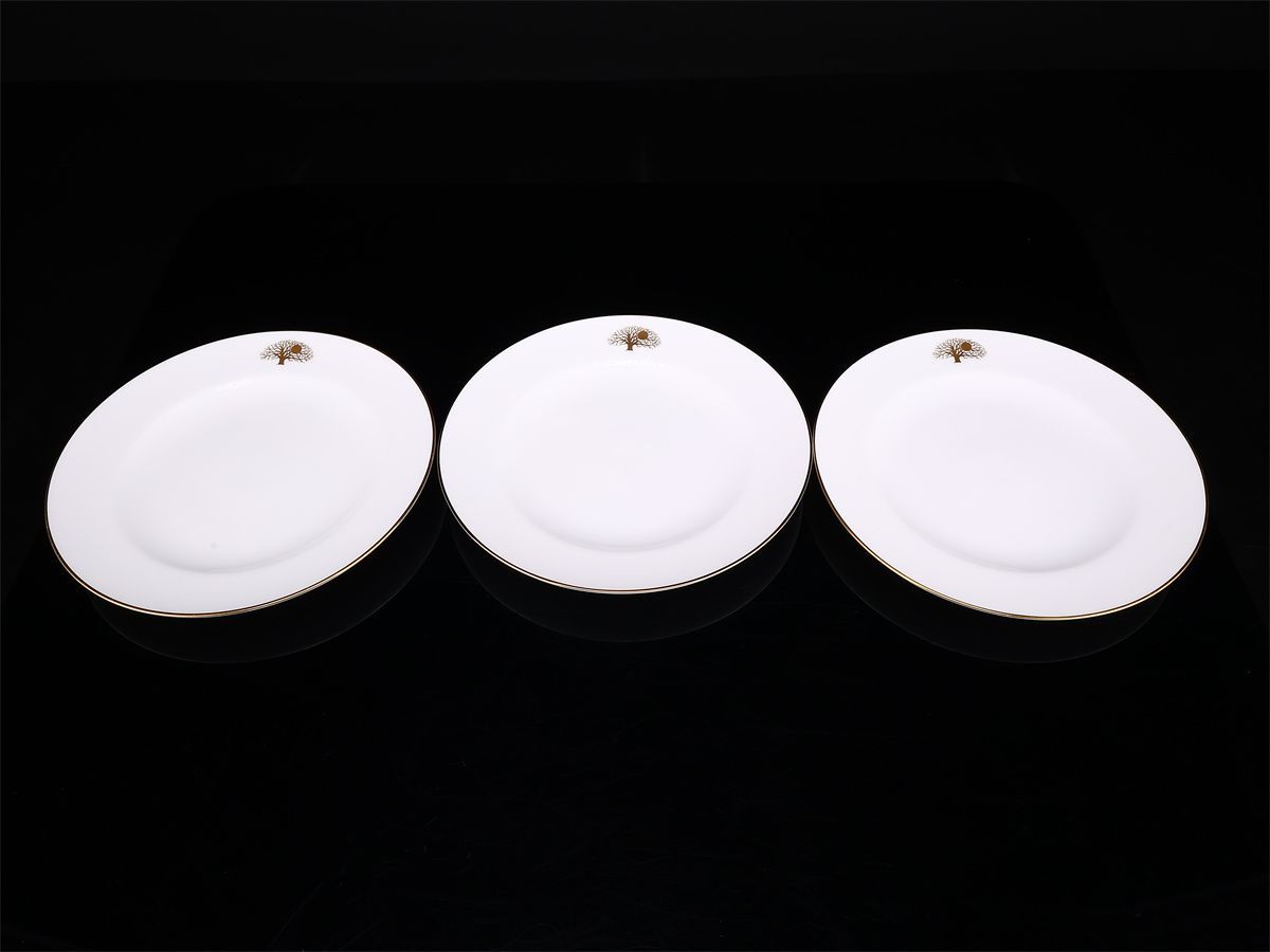 OKURA 【大倉陶園】 金彩 プレート 3点 径19㎝／時代の擦れあり