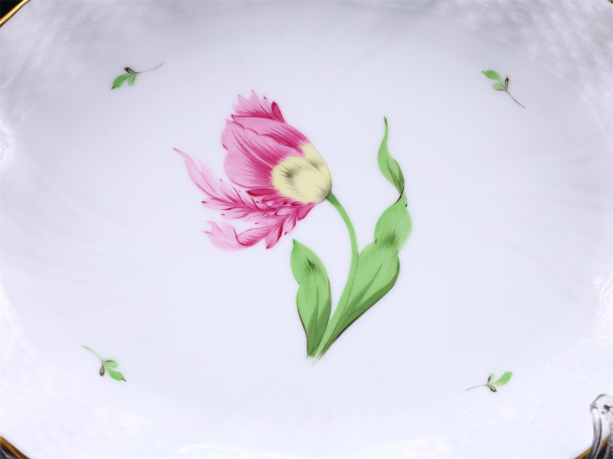 Herend 【ヘレンド】 バコニーの春フラワー プレート 楕円皿 幅19.5