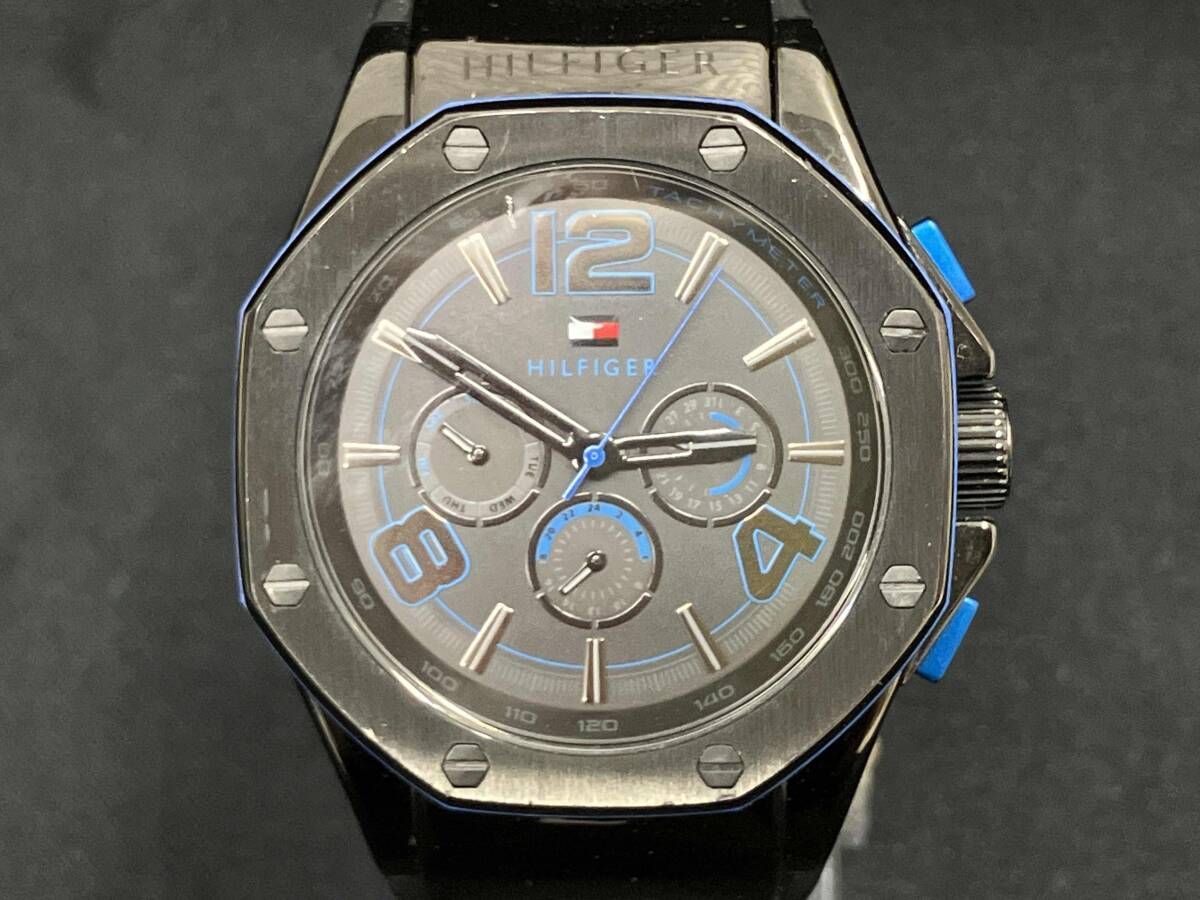 当店保証付 TOMMY HILFIGER トミーフィフヒィガー TH 208 1 34 1401 ブラック ブルー クォーツ 5ATM アナログ