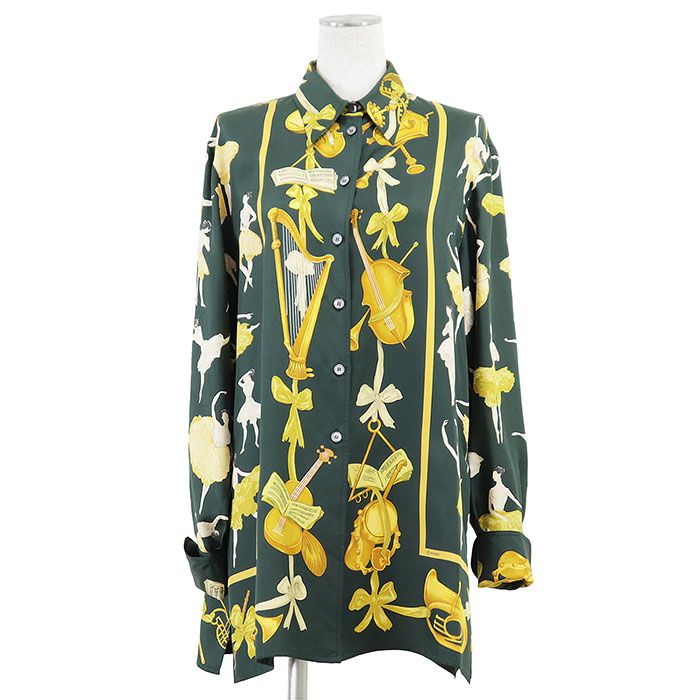 HERMES エルメス ヴィンテージ 長袖シャツ ラ・ダンス バレリーナ 総柄