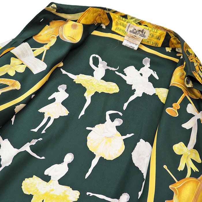 HERMES エルメス ヴィンテージ 長袖シャツ ラ・ダンス バレリーナ 総柄