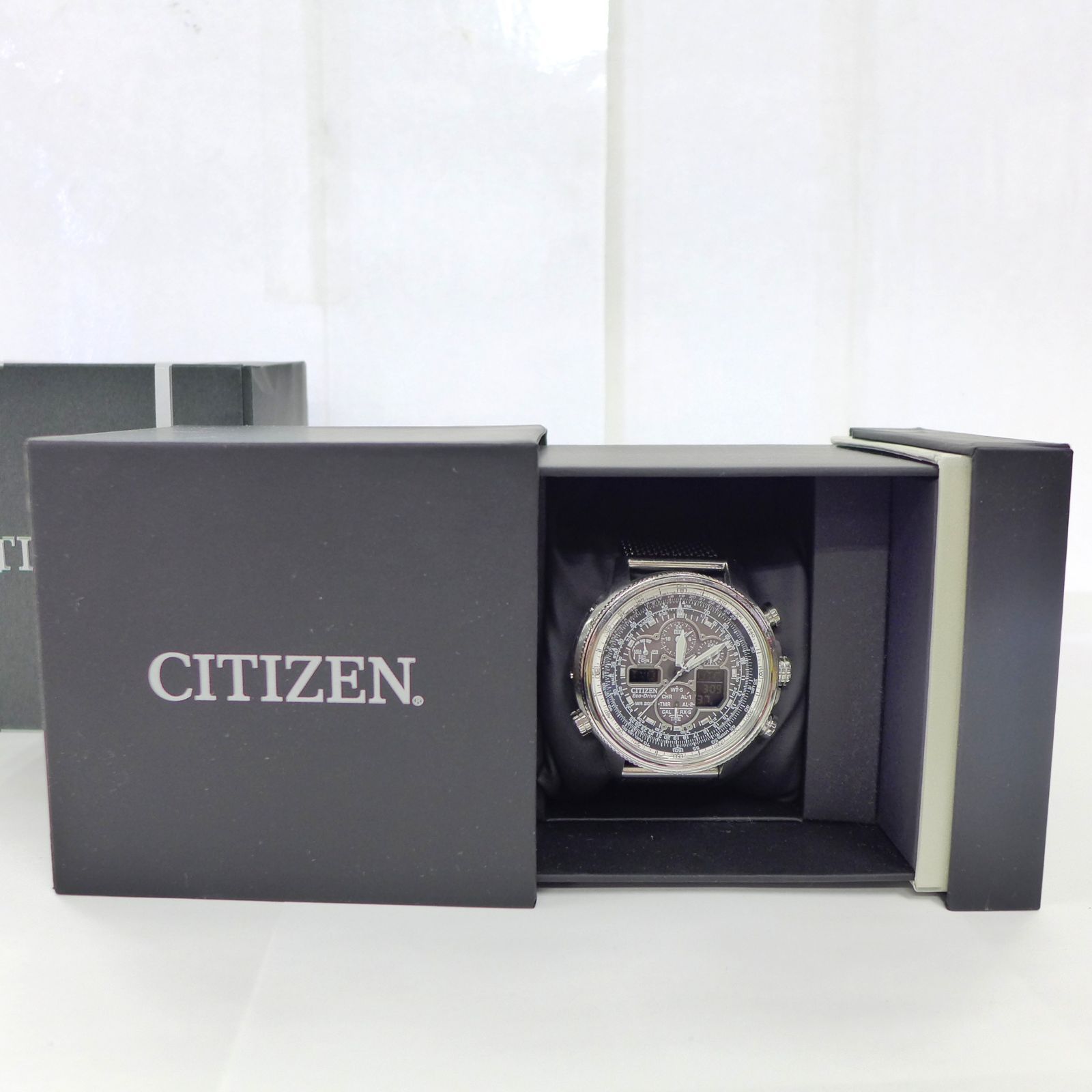 美品 CITIZEN NAVIHAWK ナビホーク エコドライブ メンズ 腕時計 電波 