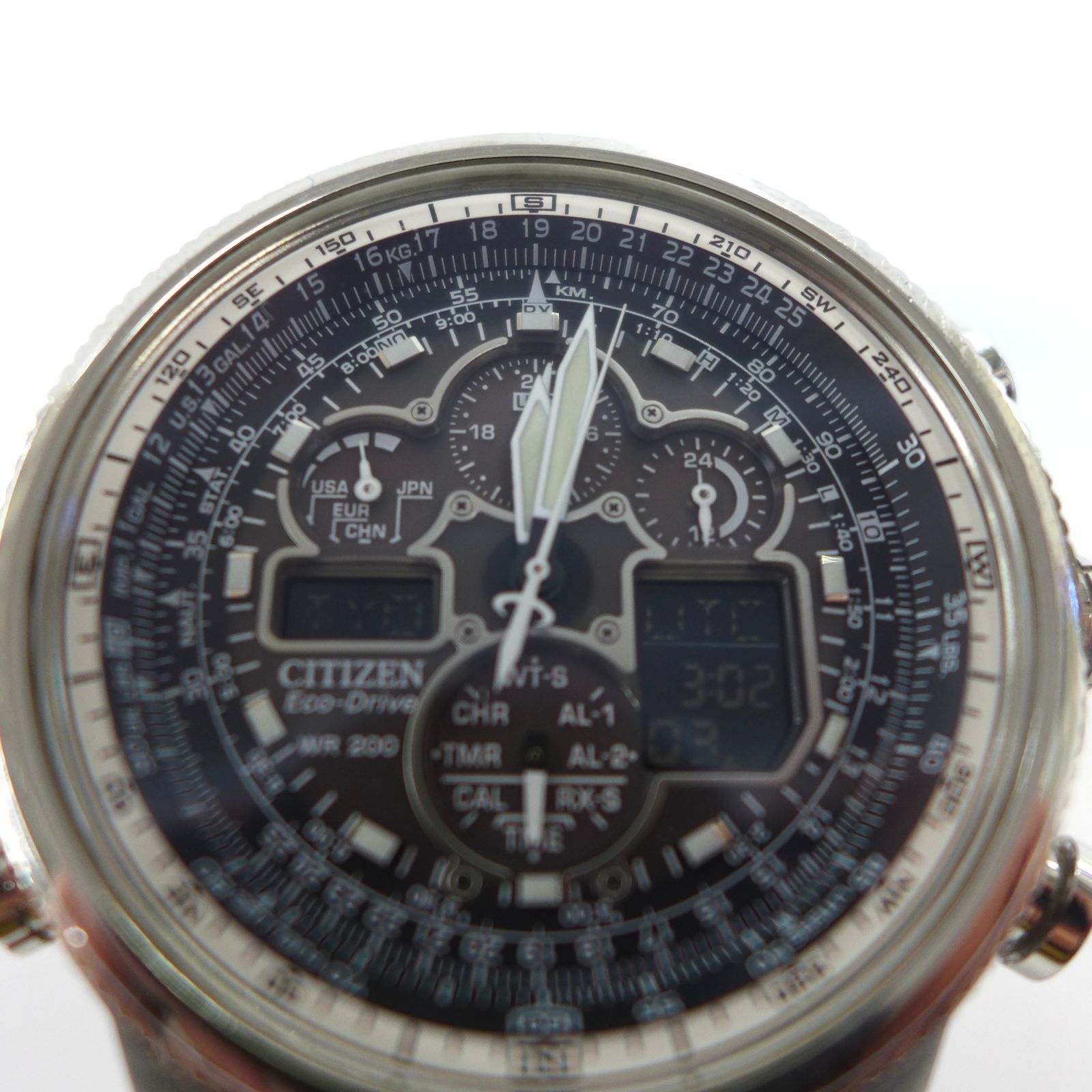 美品 CITIZEN NAVIHAWK ナビホーク エコドライブ メンズ 腕時計 電波 